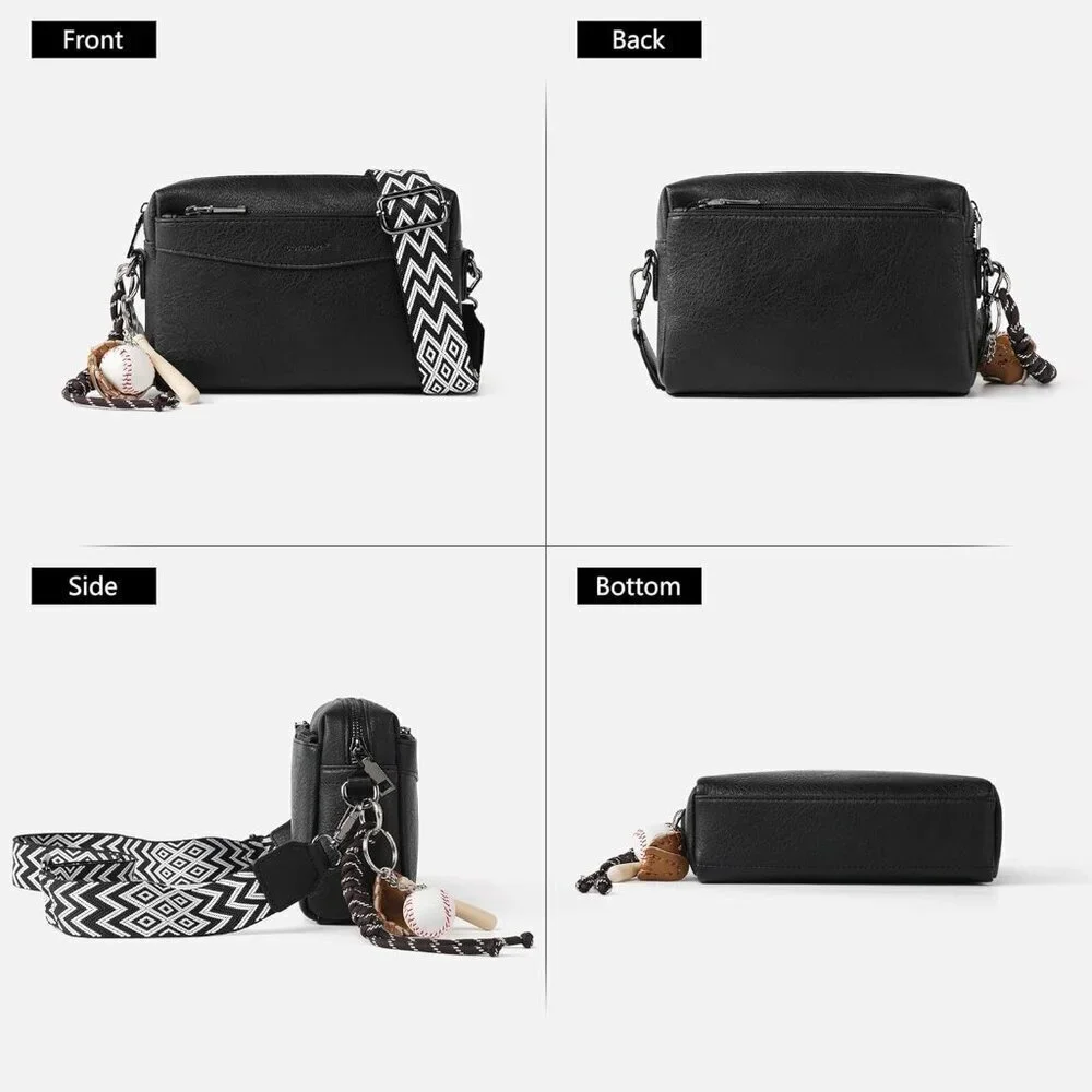 Crossbody Purse Women Vegan Leather Small Zip Adjustable Shoulder Bag